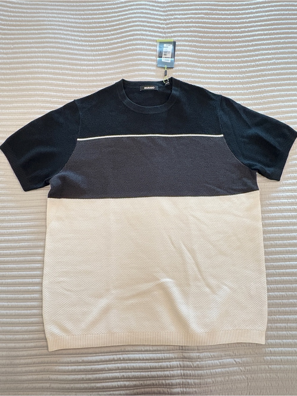 Men’s MURANO Thin Sweater Knit Tee — Black, Charcoal & Cream